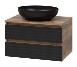 Подвесная тумба под раковину Brevita Dakota DAK-09070-19/02-2Я 70см дуб Галифакс олово/чёрный